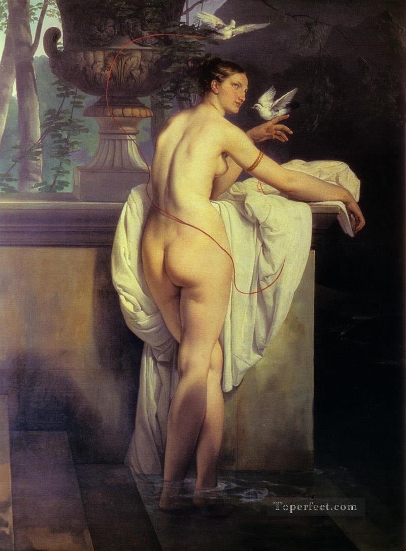 Venus Playing With Two Doves 1830 female nude Francesco Hayez Oil Paintings